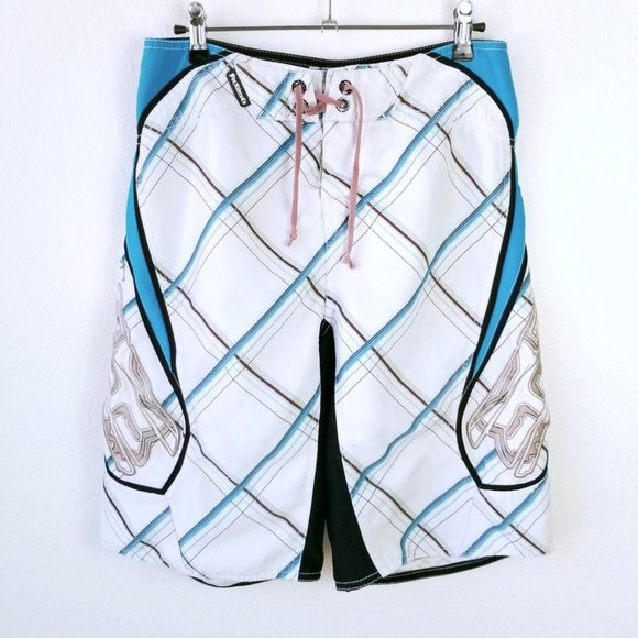 Fox Other - FOX Men's White Blue Board Swim Shorts 30